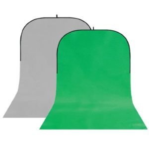Falthintergrund grau/grün 150x400cm, mit Schleppe