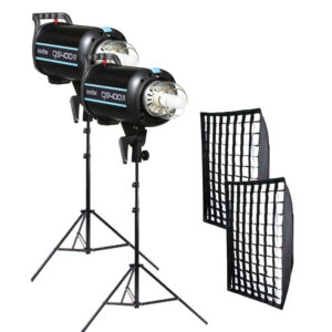 QS400II High Performance-Set Leuchten, Lampenstative, Lichtformer