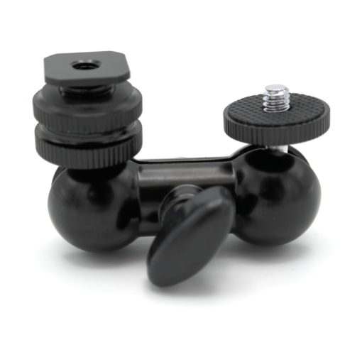 Dual-Kugelkopfhalterung Coldshoe + 1/4"F auf 1/4"M