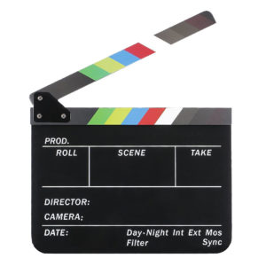 Professionelle Filmklappe schwarz/Farbe (Kreide)