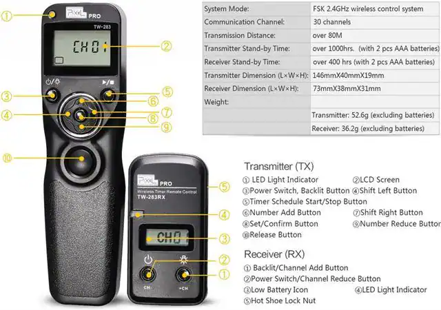 Pixel Timer-Fernbedienung DC0 für Nikon