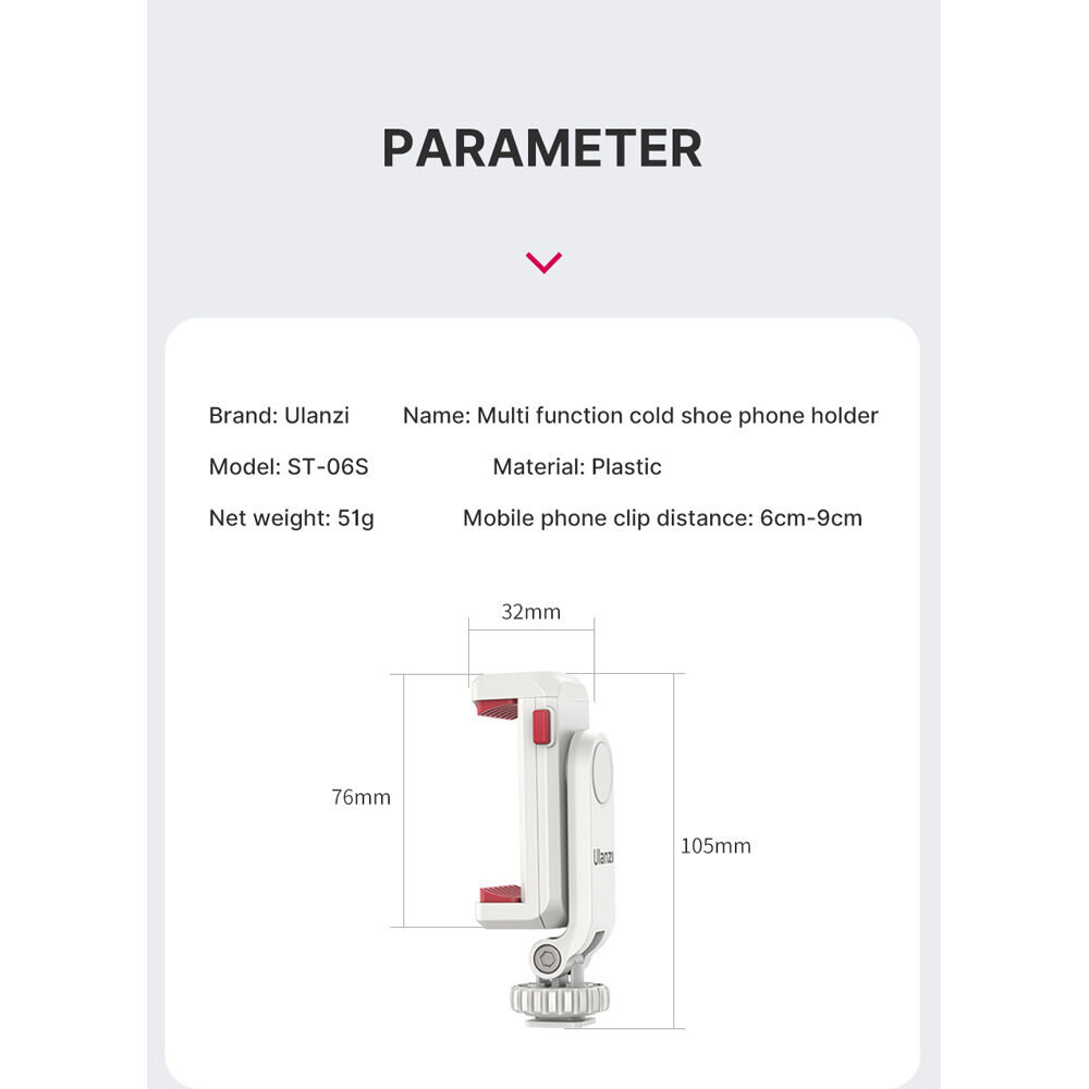 Ulanzi ST-06S Hotshoe Phone Holder white