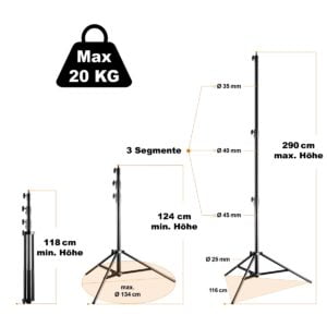 Lampenstativ AIR 290 Jumbo 124-290cm