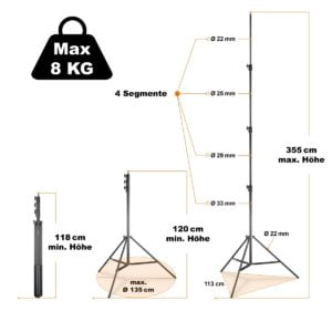Lampenstativ AIR 355 120-355cm