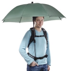 Handsfree Regenschirm, oliv mit Tragegestell