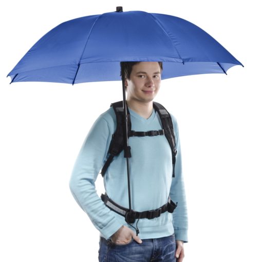 Handsfree Regenschirm, blau mit Tragegestell