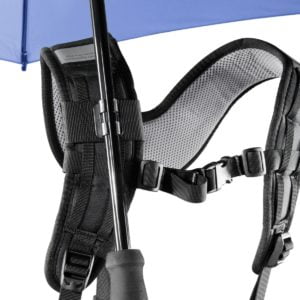 Handsfree Regenschirm, blau mit Tragegestell