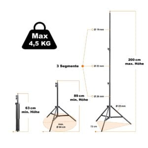 Lampenstativ AIR 200 89-200cm