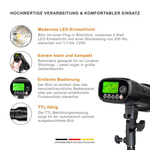 walimex pro Studio-Akkublitz Mover 200 TTL Studioblitz