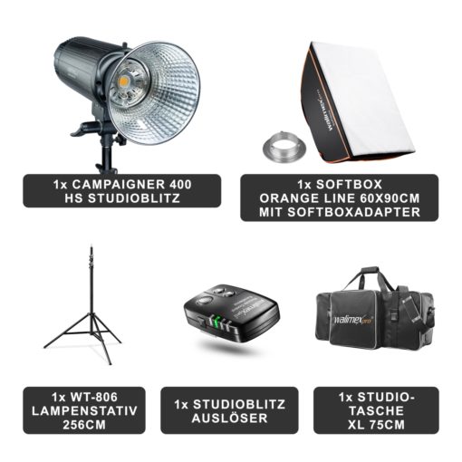 walimex pro Campaigner 400 HS Set Single Studioblitz